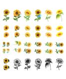 SanerLian Sunflowers Temporary Tattoo Sticker Waterproof Yellow Watercolor Women Girls Hand Arm Shoulder Body Art 10.5X6cm Set of 24 (SF181) - Buy Online on GoSupps.com