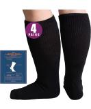 Buy Bulinlulu Extra Wide Diabetic Socks - 4 Pairs Hospital Socks for Swollen Feet Lymphedema & Edema - One Size Fits All - Black - Buy Online on GoSupps.com