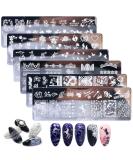 Mwoot 6Pcs Pretty Nail Art Stamping Plate Set Unicorn Cat Bird love Leaves Lace Theme Manicure Print Tool - Buy Online on GoSupps.com