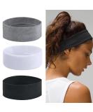 Pack of 3 Yoga Hair Bands for Women - Elastic Sports Headbands for Gym & Exercise | Black White & Gray - Buy Online on GoSupps.com