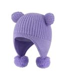 KAKU NANU Toddler Winter Hat | Double Pom Pom Earflap Beanie with Fleece Lining | 6-12 Months | Purple - Buy Online on GoSupps.com