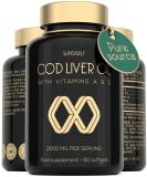 Cod Liver Oil Capsules High Strength 2000mg - Rich in EPA DHA Omega 3 & Vitamins D and A - 60 Softgel Tablets - 1000mg Arctic Cod Liver Oil per Capsule - Odourless & Burp-Free Fish Oil - UK Made - Buy Online on GoSupps.com