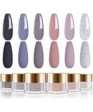 Lavender Violets 14g x 6 Colors Dip Powder French Nail Art Manicure Dipping Powder Nail Powder Slate Blue Light to Dark Grey Sliver Glittery Morandi Colour Palette All Season Large Capacity J209 Autumn Winter - Buy Online on GoSupps.com