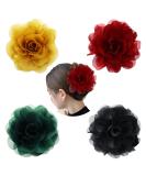 Cinaci 4-Pack Black Plastic Hair Clips with Chiffon Rose Loop Stylish Hair Accessories for Women & Girls - Buy Online on GoSupps.com