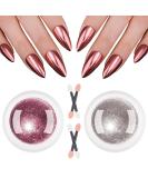 Rose Gold Chrome Nail Powder - Long Lasting Glitter for Mirror Effect Nails - Metallic Pigment Powder for Pink Champagne Chrome Nails - Easy to Use - 2 Jars Included - Buy Online on GoSupps.com