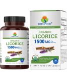 Brieofood Organic Licorice 1500mg, 45 Servings, Vegetarian, Gluten Free, 90 Vegetarian Tablets - Buy Online on GoSupps.com