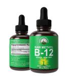 Raw Methyl B12 Liquid Drops - Fast Acting Vegan Vitamin Supplement for Energy & Focus - 2 fl oz - Buy Online on GoSupps.com