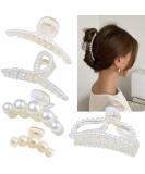 DEEKA 5 Pcs Large Pearl Hair Claw Clips White Black Hair Clips Thick Long Hair Jaw Clips Barrettes Hair Accessories for Women and Girls - Buy Online on GoSupps.com