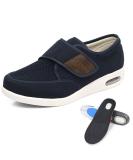 Riutiru Men's Diabetic Shoes Wide Widths Walking Edema Sneakers - Ideal for Diabetes & Edema - Adjustable Strap - 7.5 Blue - Buy Online on GoSupps.com