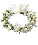 Hjhiwe Adjustable White Rose Bridal Crown - Boho Floral Headdress for Weddings & Photography - Rustic Beige Headband for Brides & Girls - Buy Online on GoSupps.com