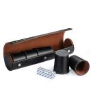 Leather Dice Cup Set 5 Black Leather Dice Cups + 25 Dice + Exclusive Storage and Transport Case Made of Faux Leather with Magnetic Closure 5xblack - Buy Online on GoSupps.com