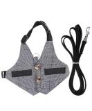 Rabbit Harness Leash Cute Bunny Vest Harness and Leash Set With Button Decor Pets Adjustable Formal Suit Style Plaid Stripe Harness Grey(S) - Buy Online on GoSupps.com