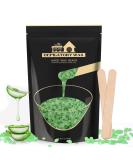 Lifestance 450g Aloe Green Wax Pearls with 10 Wooden Spatulas - Brazilian Waxing for Face Body Legs & Arms - Premium Hair Removal - Buy Online on GoSupps.com