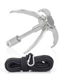 GYANDULY Large Grappling Hook with 65ft Rope - Stainless Steel 4-Claw Folding Grapple Hook for Outdoor Survival, Camping, Hiking, Climbing - Buy Online on GoSupps.com
