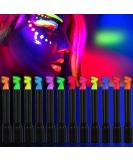 12 Color Glow in The Black Light Body Face Paint for Kids Adult, UV Black Light Glow Crayons Neon Fluorescent Face Painting Makeup Kit for Birthday Party Halloween Masquerade Glow Party Makeup - Buy Online on GoSupps.com