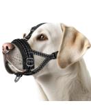 Adjustable Black Eyin Muzzle for Large Dogs - Reflective Nylon Prevents Biting & Barking Pant & Drink Easily (XL) - Buy Online on GoSupps.com