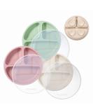 Buy Pandaear 3-Piece Silicone Baby Plate Set - Suction Cup BPA-Free Divided Dishes in Pink Green & Red - Slide-Resistant & Perfect for BLW - Buy Online on GoSupps.com