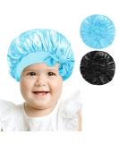 Arqumi Kids Silk Satin Bonnet 2Pcs Set - Soft Adjustable Night Cap for Baby to Teens in Black & Blue - Buy Online on GoSupps.com