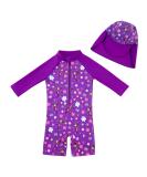 UPF 50+ Baby Girl One Piece Swimsuit Set with Sun Hat | Toddler Swimwear 6-9 Months Purple - Buy Online on GoSupps.com