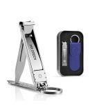 MR.GREEN Collapsible Travel Nail Clippers Set with Nail Files - Stainless Steel Manicure Tools in Blue Leather Case - Buy Online on GoSupps.com