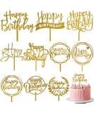 AOOTUERL 10 PCS Happy Birthday Cake Toppers Gold Cake Decoration Happy Birthday Cake Decoration Birthday cake Decoration Party Supplies - Buy Online on GoSupps.com