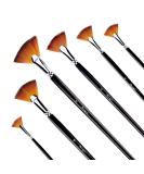 Amagic Fan Brush Set- Artist Soft Anti-Shedding Nylon Hair Paint Brushes for Acrylic Watercolor Oil Painting - Long Wood Handle with Storage Case Set of 6 - Buy Online on GoSupps.com