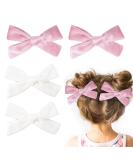 4Pcs Velvet Bow Hair Clips for Girls and Women - Pink White Christmas Hair Accessories - Buy Online on GoSupps.com