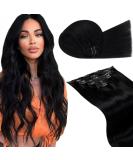 Laavoo Black Clip-In Hair Extensions - Real Hair Weft 55cm 105g 7 Pieces - Premium Quality Clip-In Extensions #1 - Buy Online on GoSupps.com