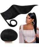 Runature 40cm Real Black Human Hair Ponytail Extensions - Straight 80g Braid #1 - Buy Online on GoSupps.com