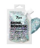 7DAYS Shine Bombita Glitter Gel 90ml - Sparkling Face, Hair & Body Makeup with Chunky Sequins for Party, Rave, Festival & Halloween - Quick-Drying Holographic Formula - Silver DOPE - Buy Online on GoSupps.com