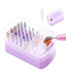 30 Holes Nail Drill Holder with Removable Cleaning Brush - 2 in 1 Storage Box for Nail Art Drill Bits & Organizers - Dust Collector Violet - Buy Online on GoSupps.com