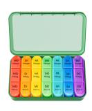 Zoksi 7-Day Tablet Box with 3 Fans - German Pill Organizer | Olive Green Medication Storage with 21 Compartments - Buy Online on GoSupps.com