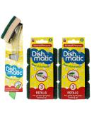 Dishmatic Fillable Washing up Brush and Sponge with Bonus Refill - Easy Grip Dish Cleaner and 6X General Purpose Refills - Buy Online on GoSupps.com