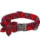 Shop Aring Pet Christmas Dog Collar - Adjustable Cotton Red Plaid with Flower Perfect for Small & Medium Dogs - Red/Black Checkered - Buy Online on GoSupps.com