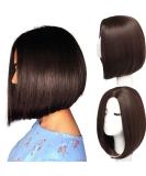 Bestung Short Bob Brown Wig for Women - 12 Inch Neck Length Full Wig in Natural Honey Red Color with Wig Cap - Buy Online on GoSupps.com