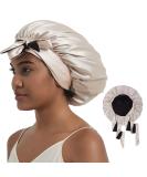 Satin Silk Bonnet for Curly Hair | Double Layer Reversible Cap for Women | One Size | CHAMPAGNE/BLACK - Buy Online on GoSupps.com