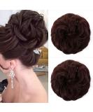 JJstar 2PCS Messy Bun Curly Fake Hair Donut Tousled Updo Synthetic Fiber Scrunchies (Black Cherry) - Buy Online on GoSupps.com