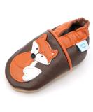 Dotty Fish Soft Leather Baby Shoes for Boys | Non Slip Toddler Shoes | Animal Designs | 0-6 Months to 4-5 Years | Brown and Orange Fox - Buy Online on GoSupps.com