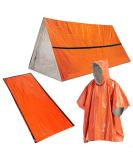 3-in-1 Outdoor Emergency Survival Kit | Heat Reflective Thermal Raincoat & Sleeping Bag Tent Set - Perfect for Camping - Orange - Buy Online on GoSupps.com