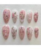 BABALAL Pink Almond Press on Nails - Medium Acrylic Nails with Flower Heart Charm Design - 24pcs Handmade False Nails ANI02 for Stunning Looks - Buy Online on GoSupps.com