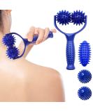 Ultimate Blue Bone Massage Roller with Handle - Interchangeable Fascia Balls for Pain Relief in Arms Legs Back & Shoulders - Buy Online on GoSupps.com