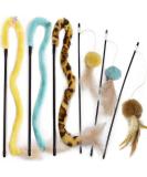 Cat Feather Toys Interactive Cat Teaser Wand with Bells and Feather Cat Toys for Indoor Cats Kitten Interactive Training - Buy Online on GoSupps.com