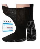 Bulinlulu Extra Wide Diabetic Socks for Men and Women - 4 Pairs, Non-Slip Hospital Socks for Swollen Feet, Neuropathy, Lymphedema - Black Grips, Bariatric Size - Buy Online on GoSupps.com