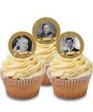 *3 for 2 offer* Cakeshop 24 x 4cm King Charles III 3rd Coronation Gold - 'Over the Years' Historic Photo Edible Cupcake Toppers Cake Decorations - Premium Wafer Precut Pre-Cut Wafer Toppers x 24 - Buy Online on GoSupps.com