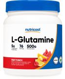 Nutricost Fruit Punch L-Glutamine Powder 500g - 1.1lb Pack for Muscle Recovery - Buy Online on GoSupps.com