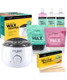 Mylee Professional Complete Wax Set - 500g Hard Wax Beans Warmer Spatulas & Aftercare - Charcoal Green Tea Coconut & Arnica Wax Kit for International Shipping - Buy Online on GoSupps.com