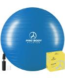 ProBody Pilates Ball - Blue 55cm Exercise Yoga Ball for Fitness, Pregnancy, Balance - Gym Grade Stability Ball Chair for Home & Office w/Pump - Buy Online on GoSupps.com