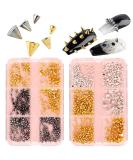 12 Grids Mini Metal Rivet Nail Charms - Gold Silver Black Spike Studs for Punk Nail Art & Acrylic Nails Decoration - Buy Online on GoSupps.com