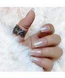 LADYING Moonlight Glitter Gel False Nails - Milky White Coffin Press on Nails French Tip Pattern Medium Kit with Nail Glue for Women Nails Art - 1 Pack - Buy Online on GoSupps.com