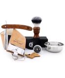 Haryali London 6-Part Sustainable Shaving Set | Eco-Friendly Wood Razor Brush Bowl & Leather Stripes for Smooth Shaving - Buy Online on GoSupps.com